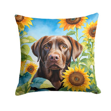 Load image into Gallery viewer, Labrador Retriever in Sunflowers Throw Pillow - 14x14 Decorative Pillow – Art for Your Home &amp; Patio