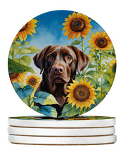 Load image into Gallery viewer, Labrador Retriever in Sunflowers Large Sandstone Coasters Pack of 4