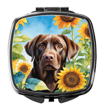 Load image into Gallery viewer, Labrador Retriever in Sunflowers Compact Mirror – Stylish Purse Mirror with Artistic Covers