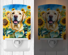 Load image into Gallery viewer, Labrador Retriever in Sunflowers Ceramic Night Light