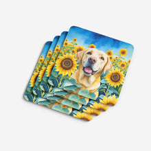 Load image into Gallery viewer, Labrador Retriever in Sunflowers Coasters - Set of 4 Lightweight Foam, Absorbent Drink Coasters