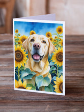 Load image into Gallery viewer, Labrador Retriever in Sunflowers Greeting Cards - Blank Note Cards – 8-Pack of Artist-Designed Cards with Envelopes