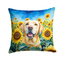 Load image into Gallery viewer, Labrador Retriever in Sunflowers Throw Pillow - 14x14 Decorative Pillow – Art for Your Home &amp; Patio