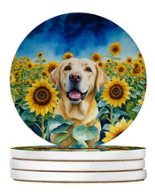Load image into Gallery viewer, Labrador Retriever in Sunflowers Large Sandstone Coasters Pack of 4