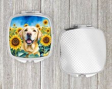 Load image into Gallery viewer, Labrador Retriever in Sunflowers Compact Mirror – Stylish Purse Mirror with Artistic Covers