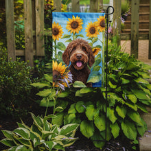 Load image into Gallery viewer, Labradoodle in Sunflowers Garden Flag – Bright Dog-Themed Yard Decor