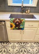 Load image into Gallery viewer, Labradoodle in Sunflowers Kitchen Towel