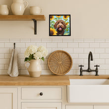 Load image into Gallery viewer, Labradoodle in Sunflowers Framed Metal Print