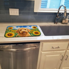 Load image into Gallery viewer, Labradoodle in Sunflowers Dish Drying Mat Absorbent Dish Drying Mat Pad for Kitchen Counter Dish Drainer Mat for Countertop, 14 x 21", Multicolor