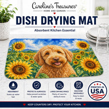 Load image into Gallery viewer, Labradoodle in Sunflowers Dish Drying Mat Absorbent Dish Drying Mat Pad for Kitchen Counter Dish Drainer Mat for Countertop, 14 x 21", Multicolor