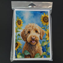 Load image into Gallery viewer, Labradoodle in Sunflowers Greeting Cards - Blank Note Cards – 8-Pack of Artist-Designed Cards with Envelopes
