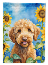 Load image into Gallery viewer, Labradoodle in Sunflowers Garden Flag – Bright Dog-Themed Yard Decor