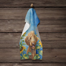 Load image into Gallery viewer, Labradoodle in Sunflowers Kitchen Towel