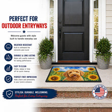 Load image into Gallery viewer, Labradoodle in Sunflowers Doormat Front Door Mat Indoor Outdoor Rugs for Entryway, Non Slip Washable Low Pile, 18H X 27W
