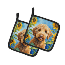Load image into Gallery viewer, Labradoodle in Sunflowers Pot Holders - Set of 2 Decorative Kitchen Helpers | Made in the USA