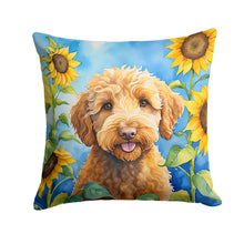 Load image into Gallery viewer, Labradoodle in Sunflowers Throw Pillow