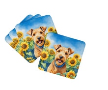 Load image into Gallery viewer, Lakeland Terrier in Sunflowers Coasters - Set of 4 Lightweight Foam, Absorbent Drink Coasters