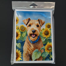 Load image into Gallery viewer, Lakeland Terrier in Sunflowers Greeting Cards - Blank Note Cards – 8-Pack of Artist-Designed Cards with Envelopes