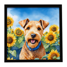 Load image into Gallery viewer, Lakeland Terrier in Sunflowers Framed Metal Print