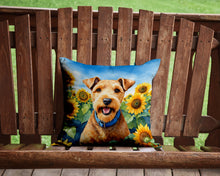 Load image into Gallery viewer, Lakeland Terrier in Sunflowers Throw Pillow - 14x14 Decorative Pillow – Art for Your Home &amp; Patio