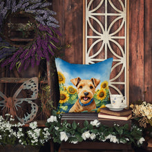 Load image into Gallery viewer, Lakeland Terrier in Sunflowers Throw Pillow - 14x14 Decorative Pillow – Art for Your Home &amp; Patio