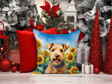 Load image into Gallery viewer, Lakeland Terrier in Sunflowers Throw Pillow - 14x14 Decorative Pillow – Art for Your Home &amp; Patio
