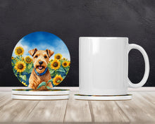 Load image into Gallery viewer, Lakeland Terrier in Sunflowers Large Sandstone Coasters Pack of 4