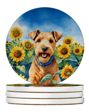 Load image into Gallery viewer, Lakeland Terrier in Sunflowers Large Sandstone Coasters Pack of 4