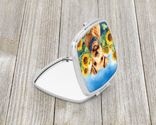 Load image into Gallery viewer, Lakeland Terrier in Sunflowers Compact Mirror – Stylish Purse Mirror with Artistic Covers