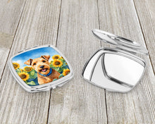 Load image into Gallery viewer, Lakeland Terrier in Sunflowers Compact Mirror – Stylish Purse Mirror with Artistic Covers