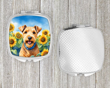 Load image into Gallery viewer, Lakeland Terrier in Sunflowers Compact Mirror – Stylish Purse Mirror with Artistic Covers