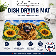 Load image into Gallery viewer, Leonberger in Sunflowers Dish Drying Mat Absorbent Dish Drying Mat Pad for Kitchen Counter Dish Drainer Mat for Countertop, 14 x 21", Multicolor