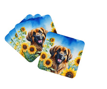 Load image into Gallery viewer, Leonberger in Sunflowers Coasters - Set of 4 Lightweight Foam, Absorbent Drink Coasters