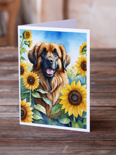 Load image into Gallery viewer, Leonberger in Sunflowers Greeting Cards - Blank Note Cards – 8-Pack of Artist-Designed Cards with Envelopes