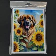 Load image into Gallery viewer, Leonberger in Sunflowers Greeting Cards - Blank Note Cards – 8-Pack of Artist-Designed Cards with Envelopes