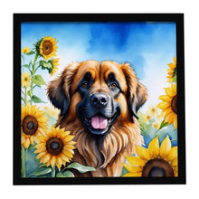 Load image into Gallery viewer, Leonberger in Sunflowers Framed Metal Print