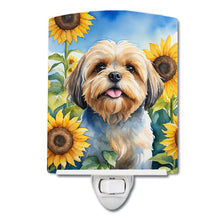 Load image into Gallery viewer, Lhasa Apso in Sunflowers Ceramic Night Light