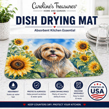 Load image into Gallery viewer, Lhasa Apso in Sunflowers Dish Drying Mat Absorbent Dish Drying Mat Pad for Kitchen Counter Dish Drainer Mat for Countertop, 14 x 21", Multicolor