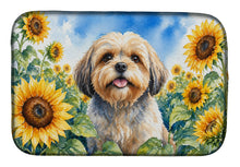 Load image into Gallery viewer, Lhasa Apso in Sunflowers Dish Drying Mat Absorbent Dish Drying Mat Pad for Kitchen Counter Dish Drainer Mat for Countertop, 14 x 21", Multicolor