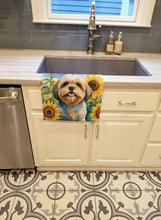 Load image into Gallery viewer, Lhasa Apso in Sunflowers Kitchen Towel