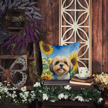 Load image into Gallery viewer, Lhasa Apso in Sunflowers Throw Pillow - 14x14 Decorative Pillow – Art for Your Home &amp; Patio