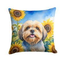 Load image into Gallery viewer, Lhasa Apso in Sunflowers Throw Pillow - 14x14 Decorative Pillow – Art for Your Home &amp; Patio