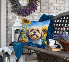 Load image into Gallery viewer, Lhasa Apso in Sunflowers Throw Pillow