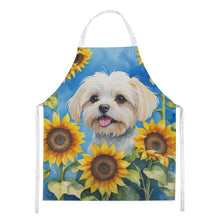 Load image into Gallery viewer, Maltese in Sunflowers Apron – Artist-Designed Kitchen, BBQ &amp; Craft Apron