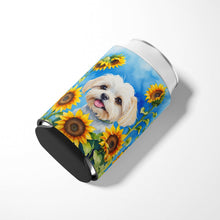 Load image into Gallery viewer, Maltese in Sunflowers Can or Bottle Hugger