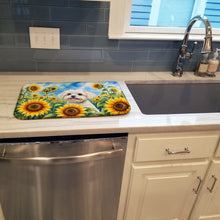 Load image into Gallery viewer, Maltese in Sunflowers Dish Drying Mat Absorbent Dish Drying Mat Pad for Kitchen Counter Dish Drainer Mat for Countertop, 14 x 21", Multicolor