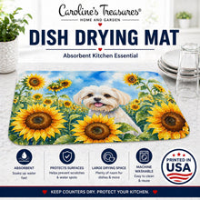 Load image into Gallery viewer, Maltese in Sunflowers Dish Drying Mat Absorbent Dish Drying Mat Pad for Kitchen Counter Dish Drainer Mat for Countertop, 14 x 21", Multicolor