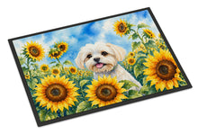 Load image into Gallery viewer, Maltese in Sunflowers Doormat Front Door Mat Indoor Outdoor Rugs for Entryway, Non Slip Washable Low Pile, 24H X 36W