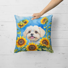 Load image into Gallery viewer, Maltese in Sunflowers Throw Pillow