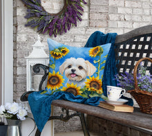 Load image into Gallery viewer, Maltese in Sunflowers Throw Pillow